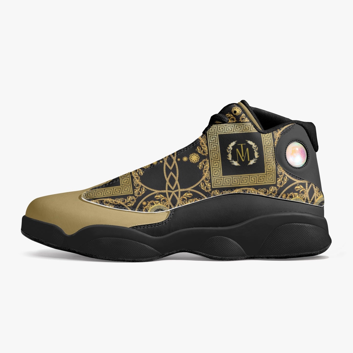 TM Greca III. Black Sole High-Top Leather Basketball Sneakers (J-Edition)