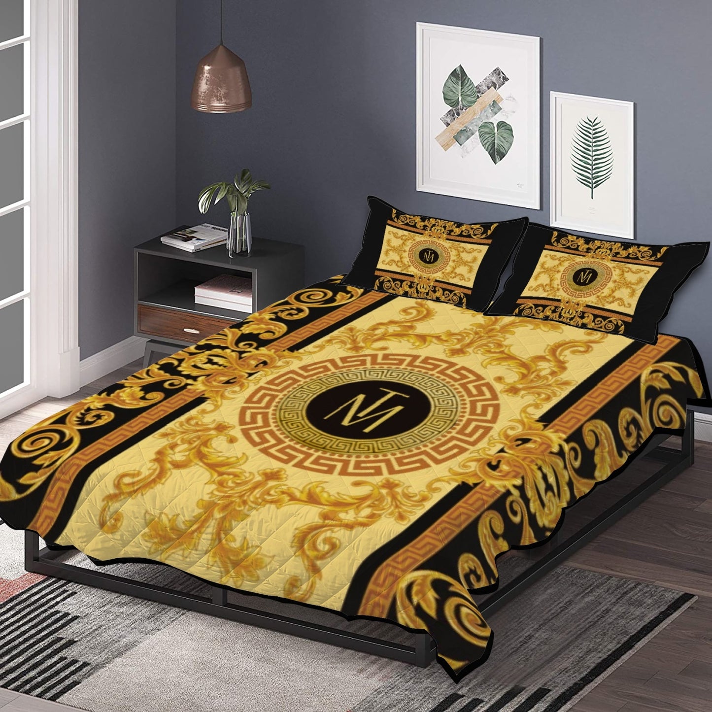 TM Greca IV. Polyester Quilt Bed Sets