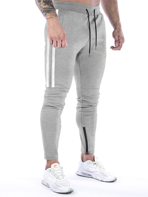 Men's Contrasting Stripe Zippered Training Sweatpants