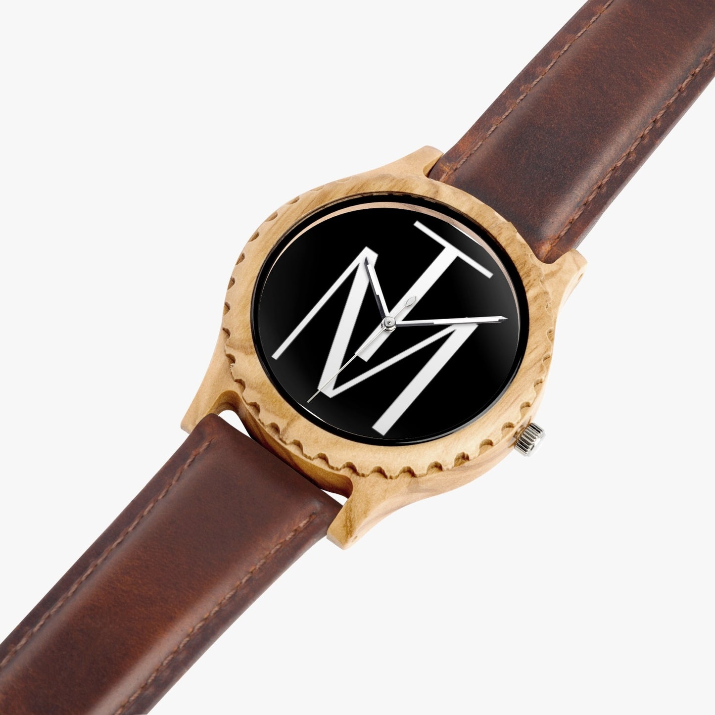 TM Luxury Italian Olive Lumber Wooden Watch - Leather Strap