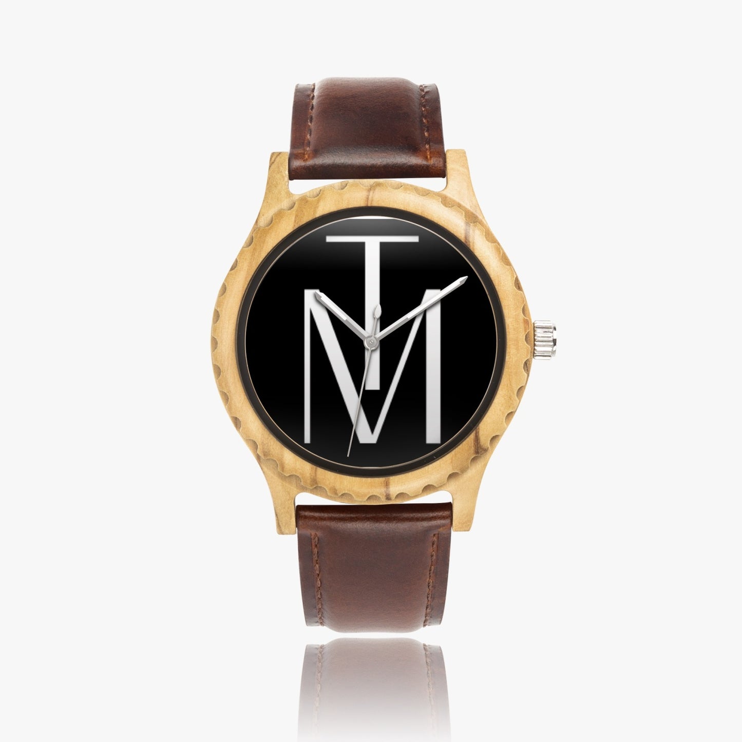 TM Luxury Italian Olive Lumber Wooden Watch - Leather Strap