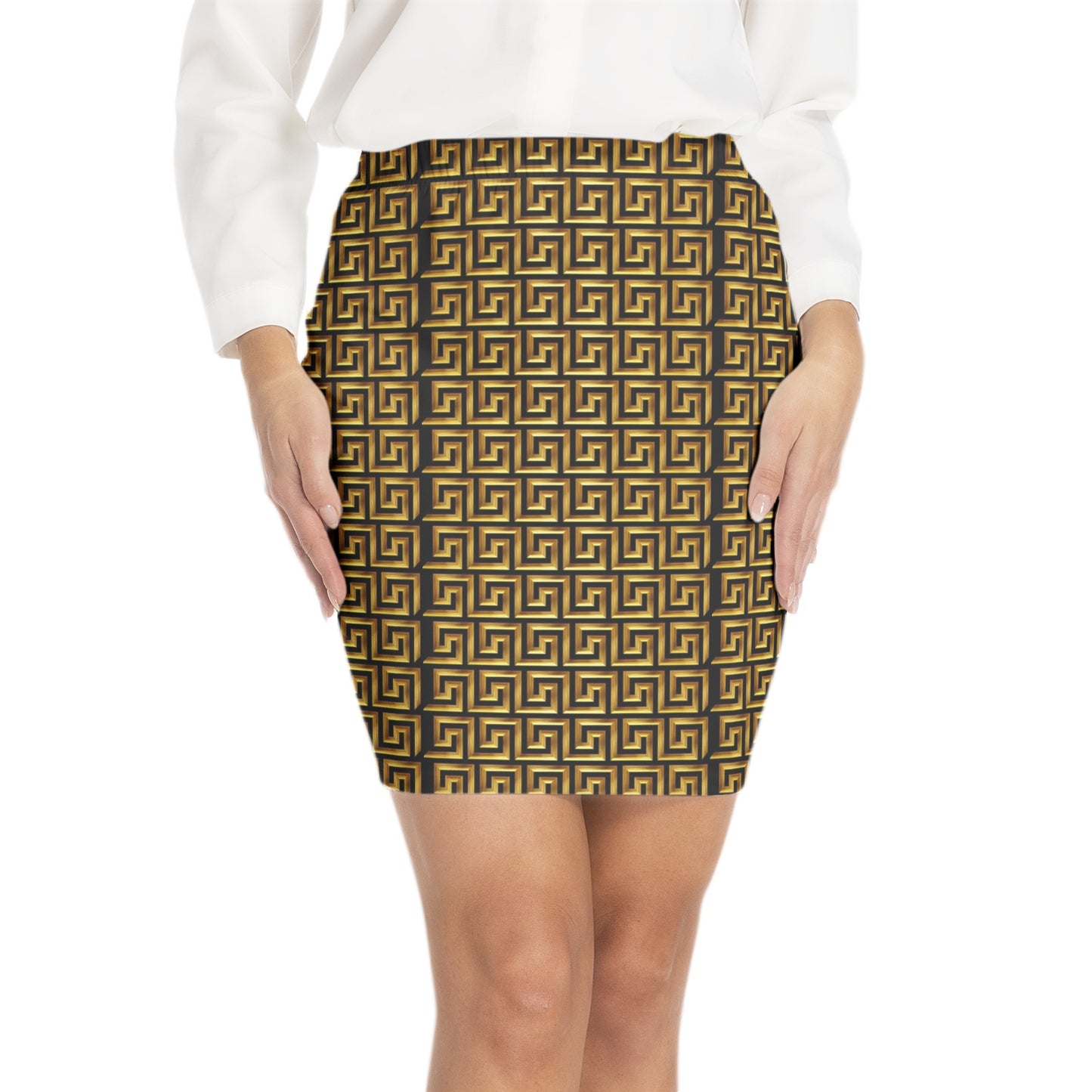 TM Elastic Waist Bodycon Skirt (Greca Stencil)