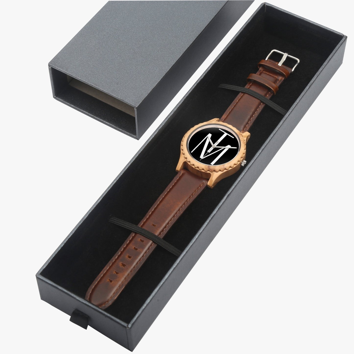 TM Luxury Italian Olive Lumber Wooden Watch - Leather Strap