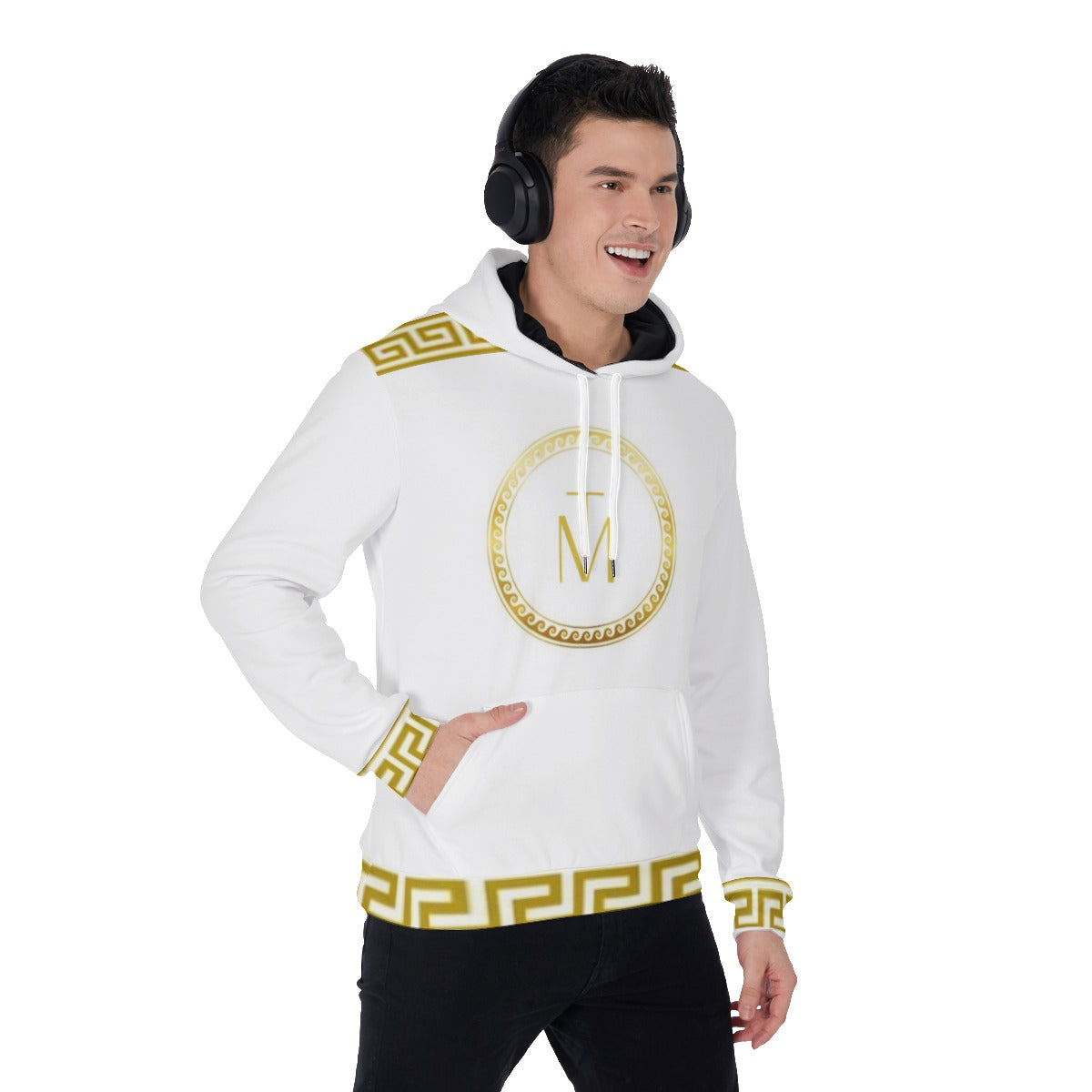 TM White & Gold Greca Hoodie