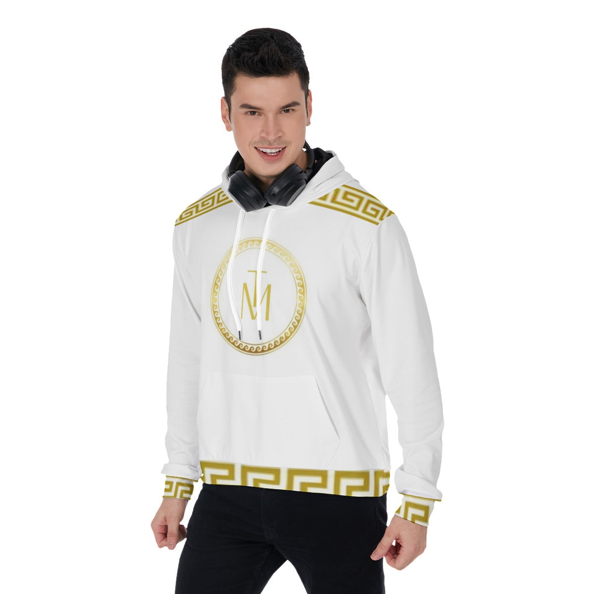 TM White & Gold Greca Hoodie