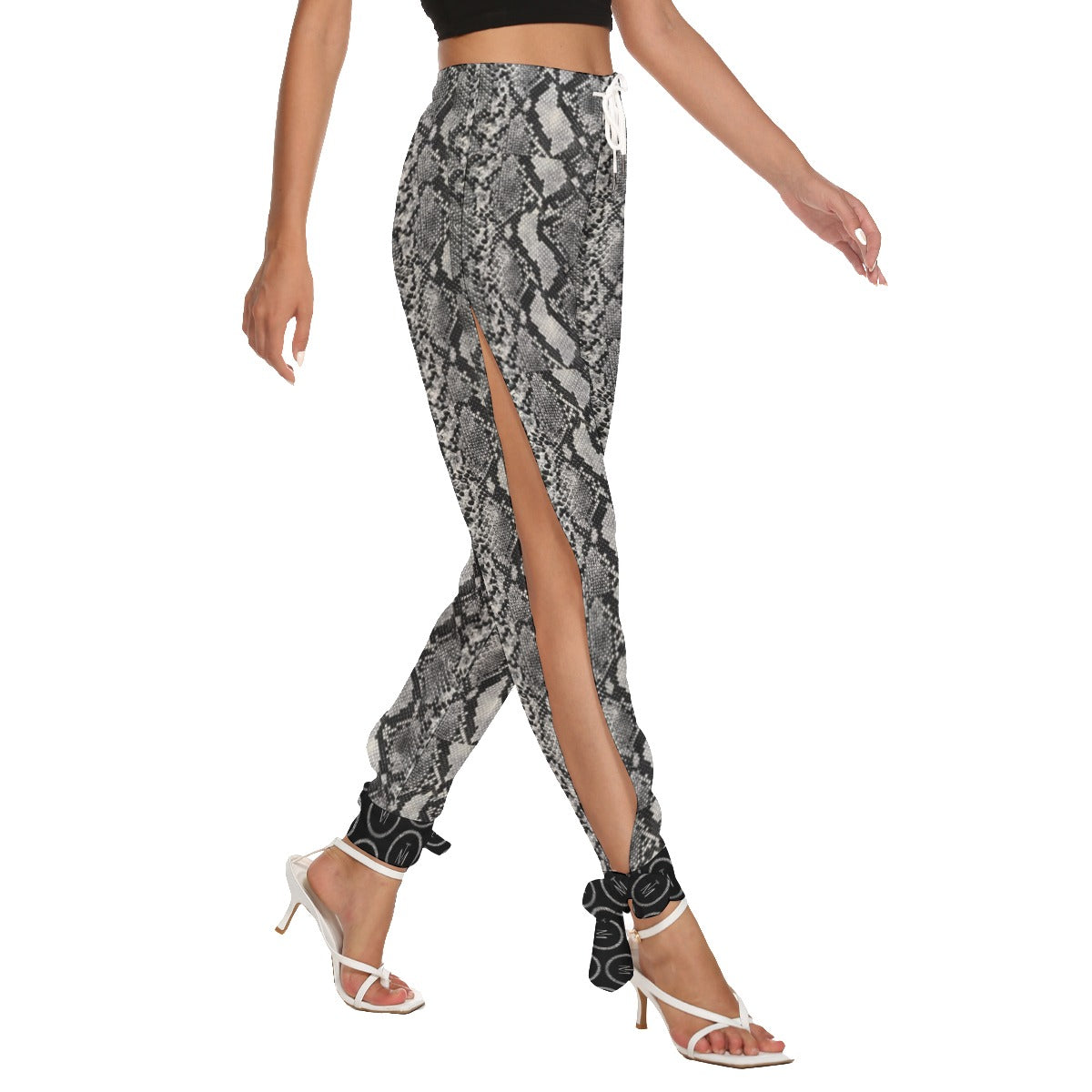 TM Women's Side Seam Cutout Pants With Bottom Strap (Snakeskin)