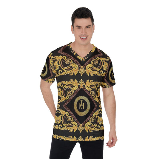 TM Greca Print V-Neck T-Shirt