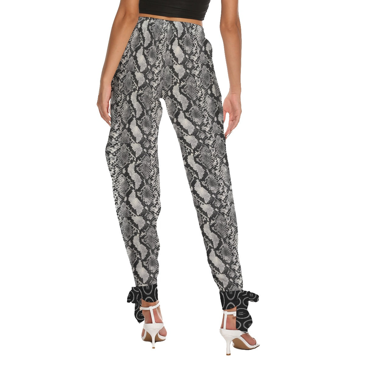 TM Women's Side Seam Cutout Pants With Bottom Strap (Snakeskin)