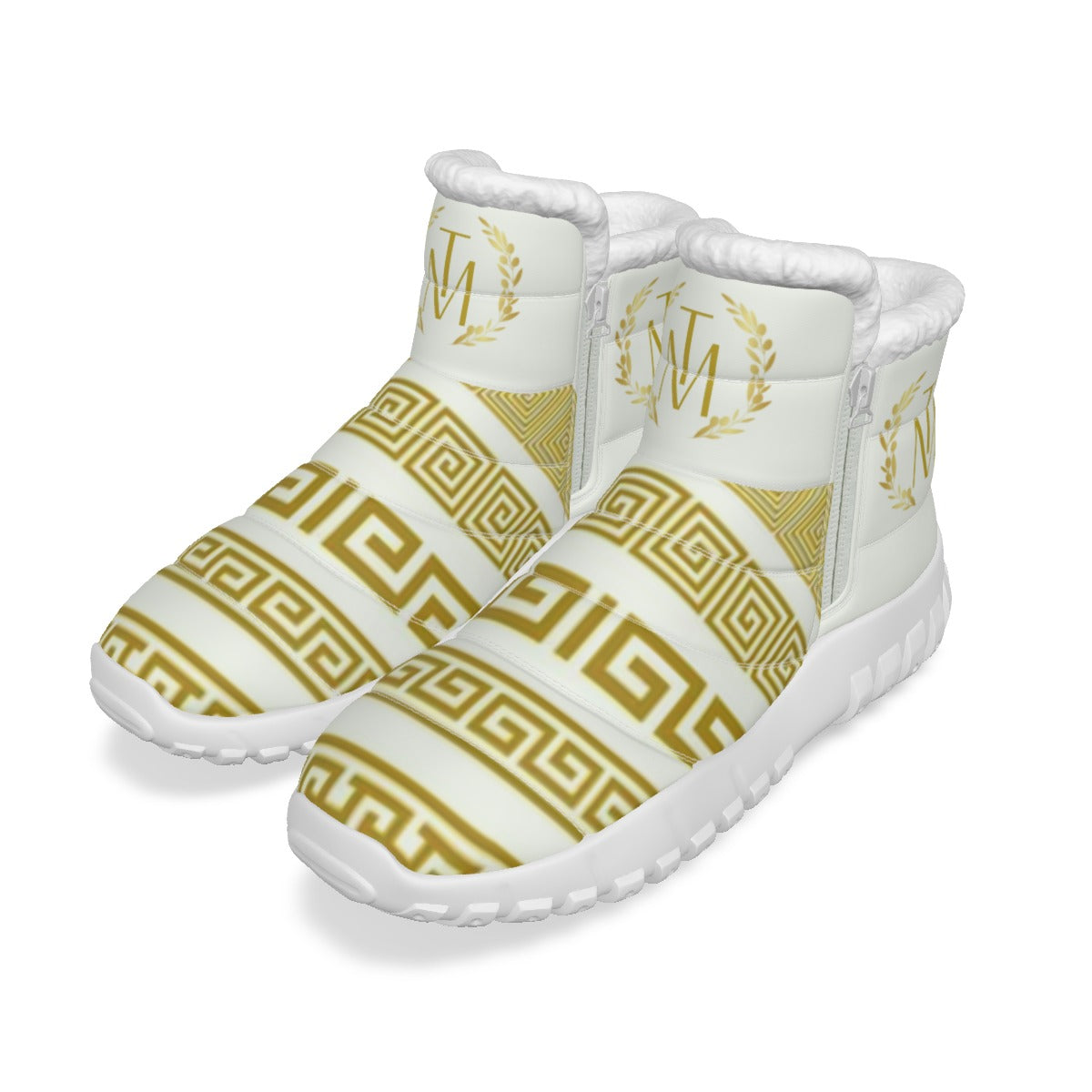 TM Luxury Greca Gold Stencil Snow Boots