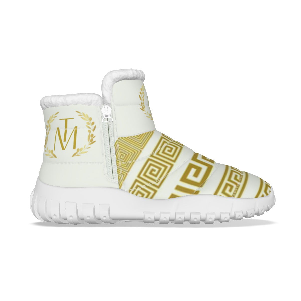 TM Luxury Greca Gold Stencil Snow Boots