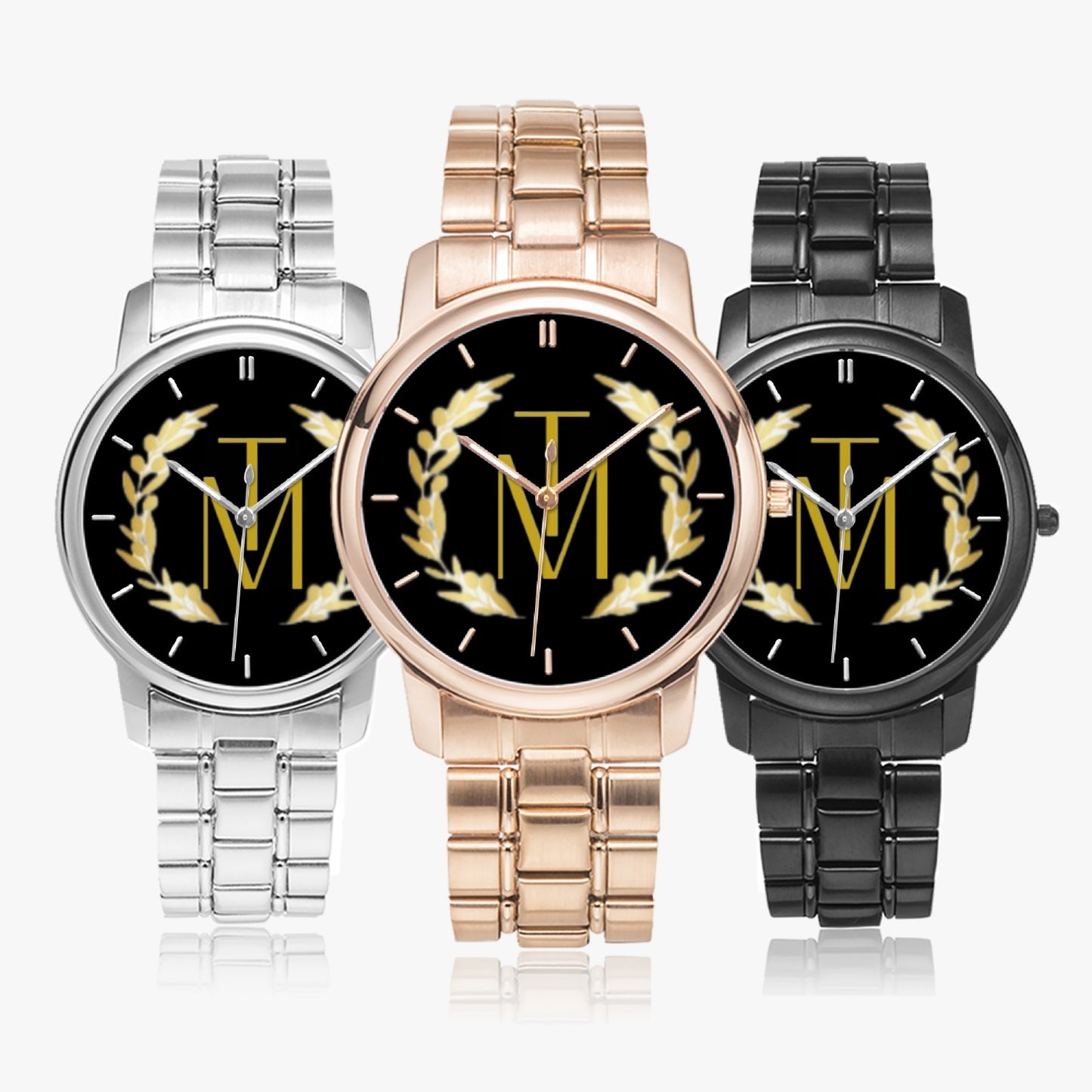 TM Luxury Folding Clasp Type Stainless Steel Quartz Watch Gold Reef