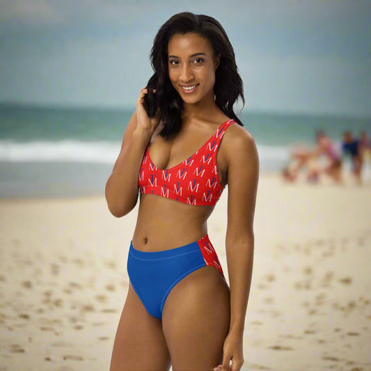 TM Red Blue Spirt High-waisted bikini