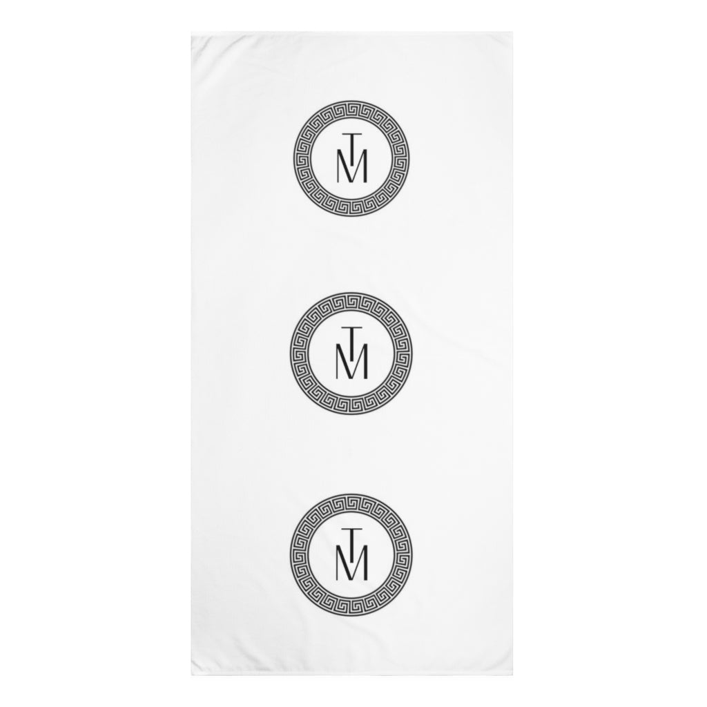 Beach Towel TM Luxury White Black Logo