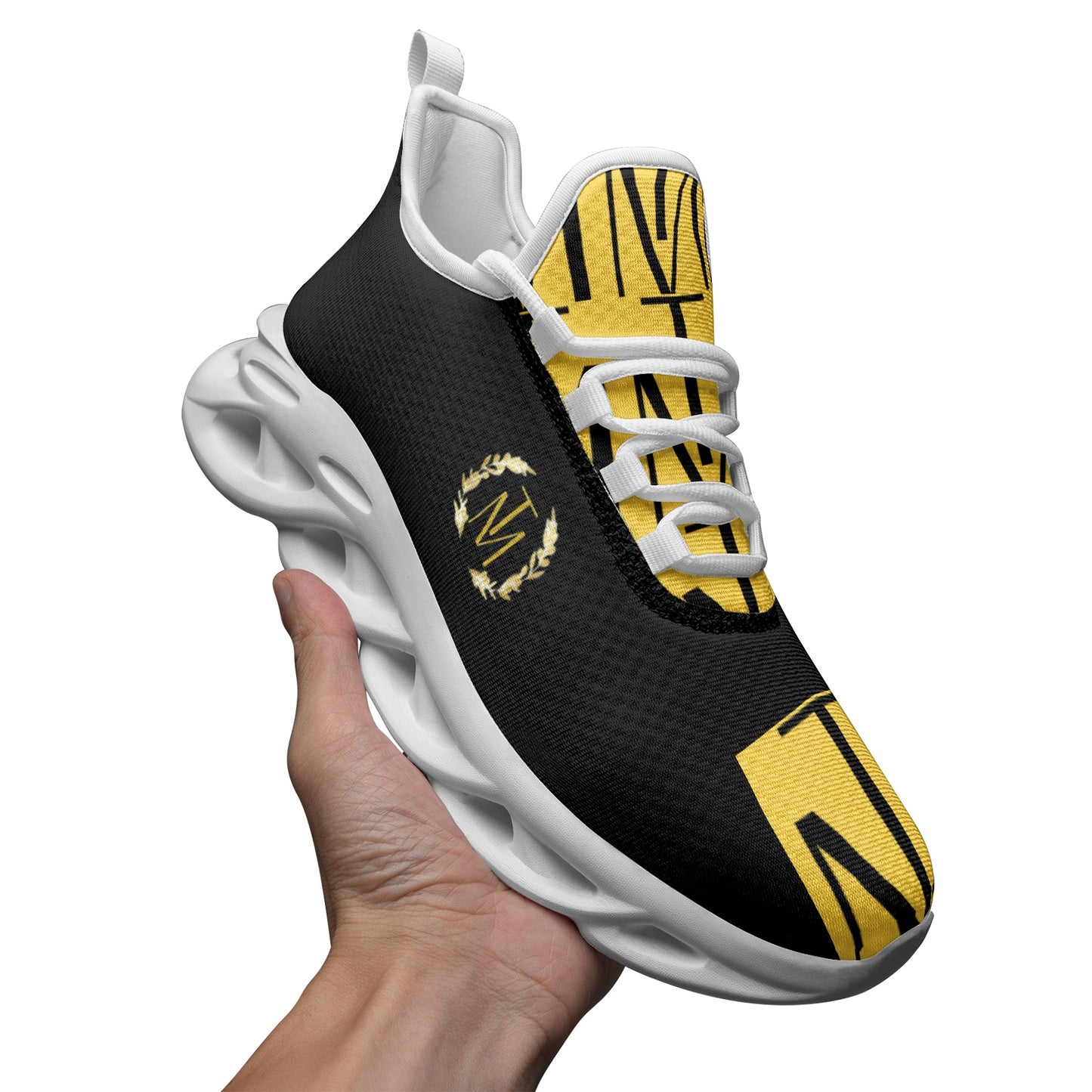 TM "Lightfoot" (Blk & Yelo) Bounce Mesh Knit